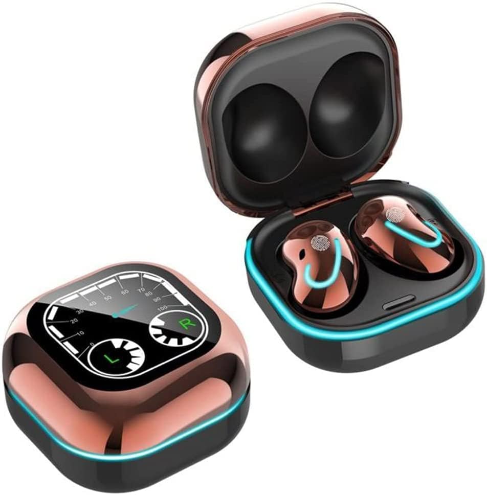 Acuvar Wireless Bluetooth 5.1 Earbuds with Microphone - IPX4 Waterproof In-Ear Headphones, Rechargeable Micro USB, Smart LED RGB Case for Android & iOS Smartphones (Rose Gold) - Perfect for Workouts, Commuting & Travel