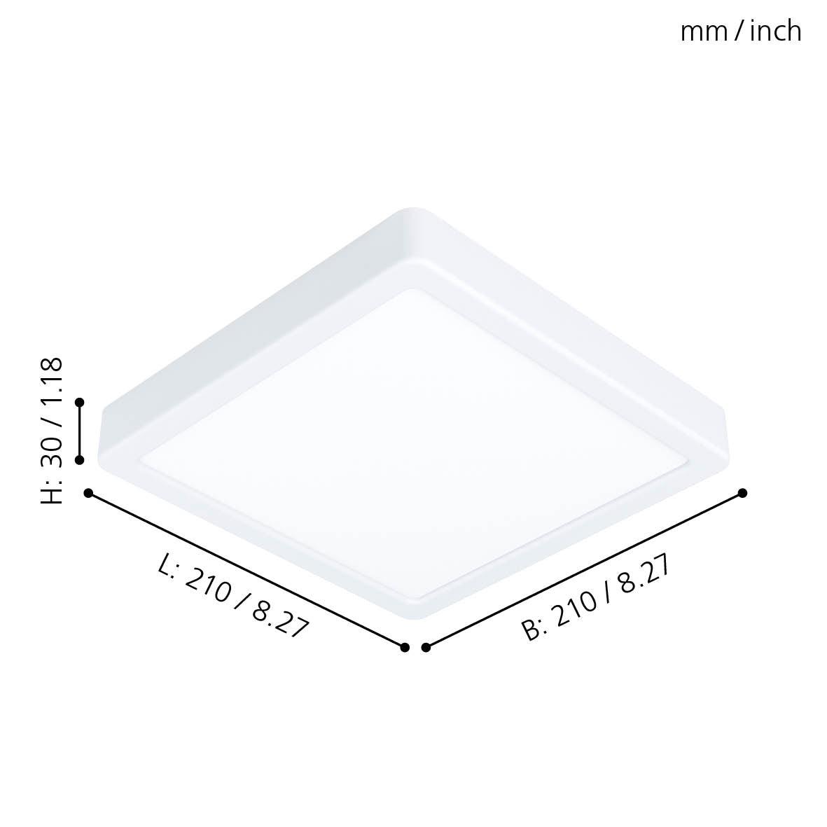 Eglo Fueva 5-LED Modern Square Flush Mount Ceiling Light Fixture, 17W Energy Efficient, White Finish - Perfect for Kitchen, Bathroom, Bedroom and Hallway Lighting