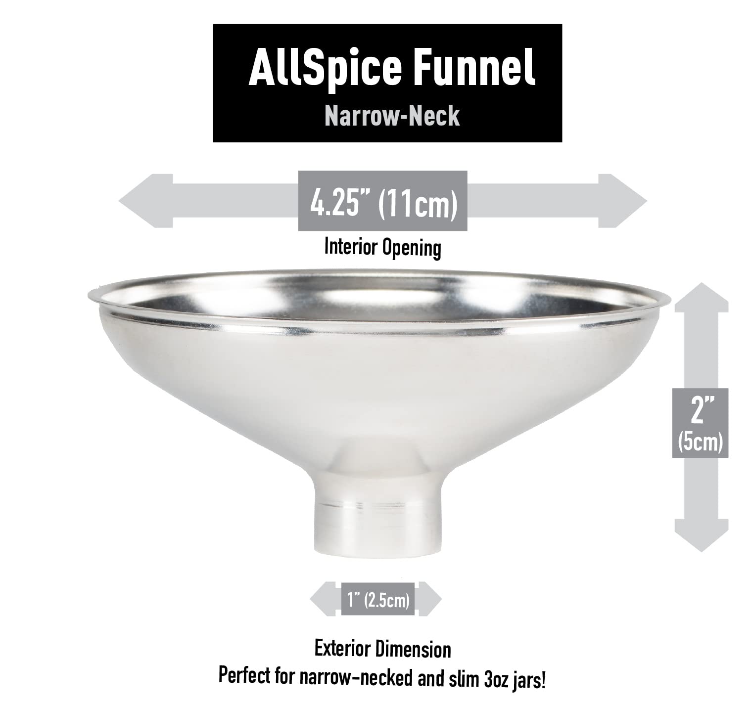 Premium AllSpice Spice Funnel - 18/8 Stainless Steel with 1