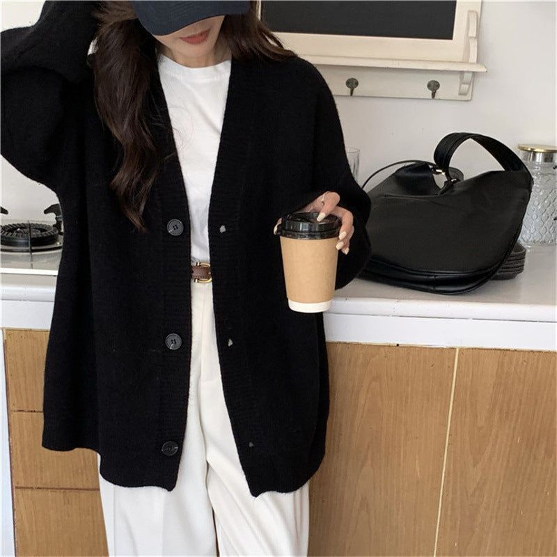 Lazy Style Sweater Cardigan for Women - Soft V-Neck Knit Jacket for Spring & Fall | Cozy Casual Wear for Office, Travel & Home Relaxation