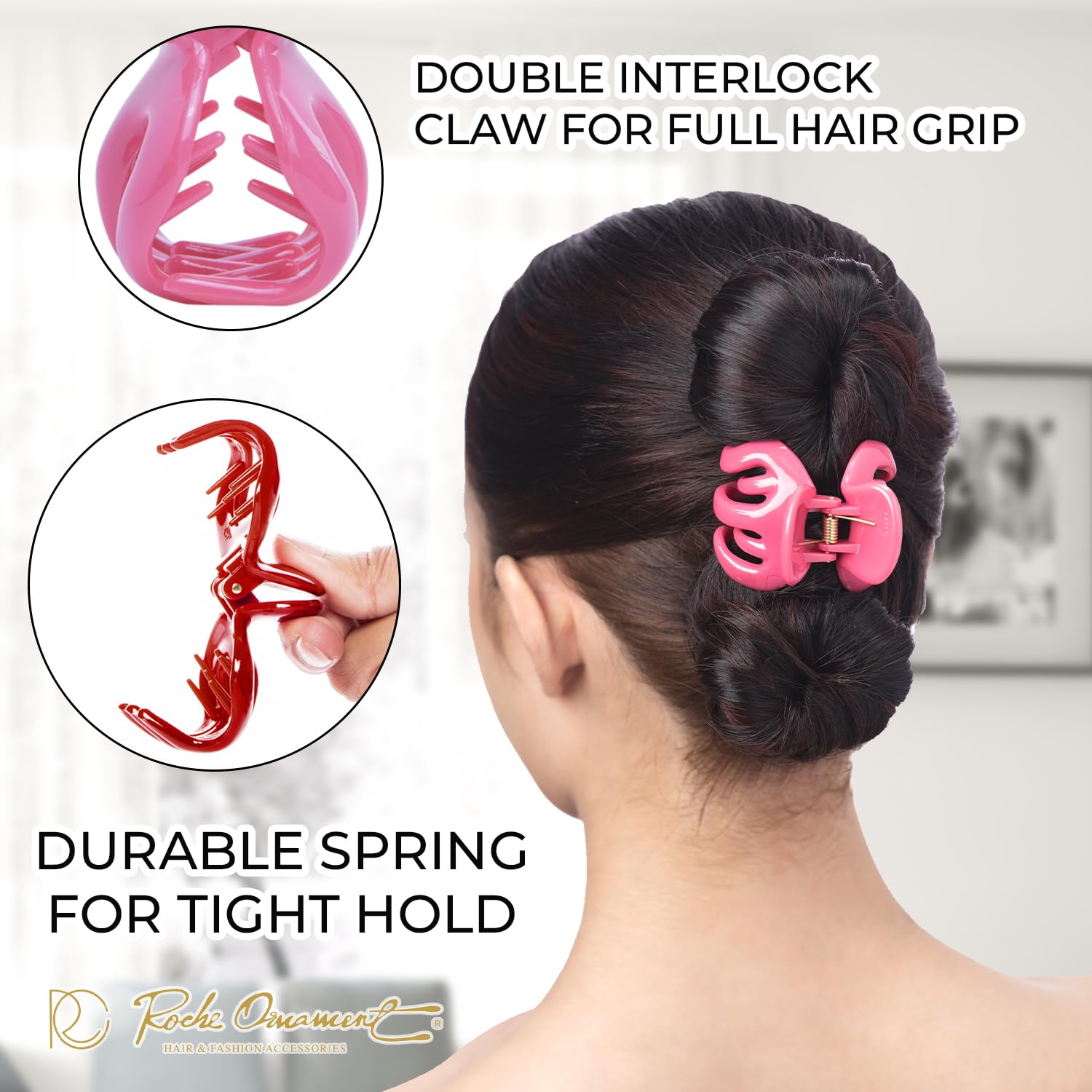 6-Pack Women's Hair Clips - Non-Slip Pumpkin Interlocking Teeth Design for Secure Hold | Medium Jelly Candy Multicolor Claw Clips | Perfect for Ponytails, Buns & Everyday Hairstyles