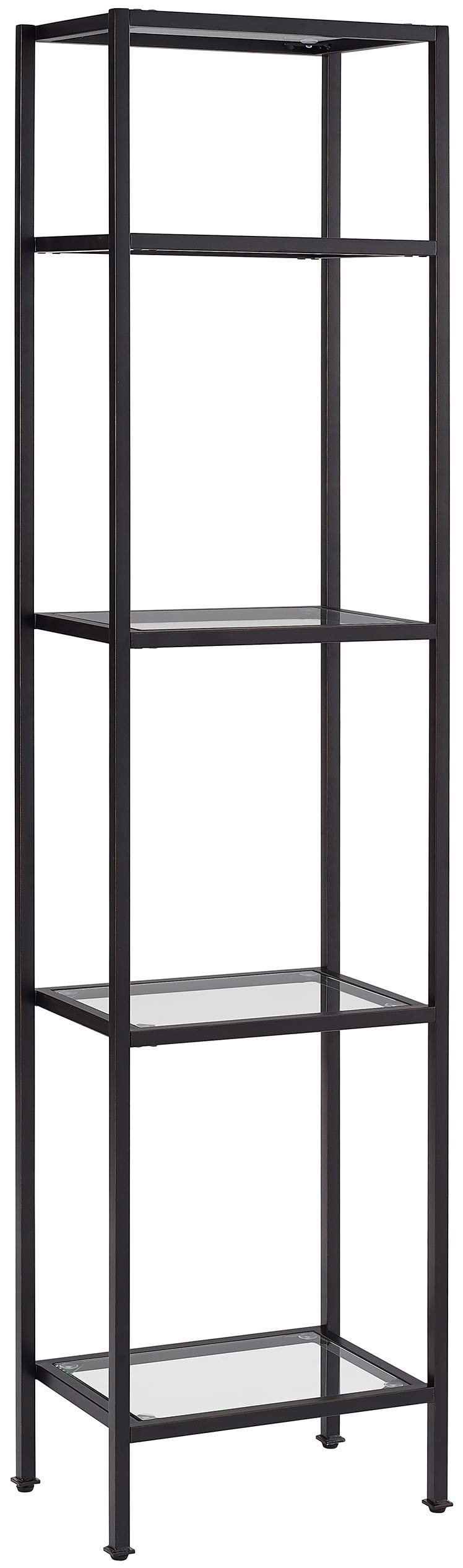 Crosley Furniture Aimee Narrow Bookshelf with Glass Shelves - Modern Bookcase Storage in Oil-Rubbed Bronze for Living Room, Office & Bedroom Organization