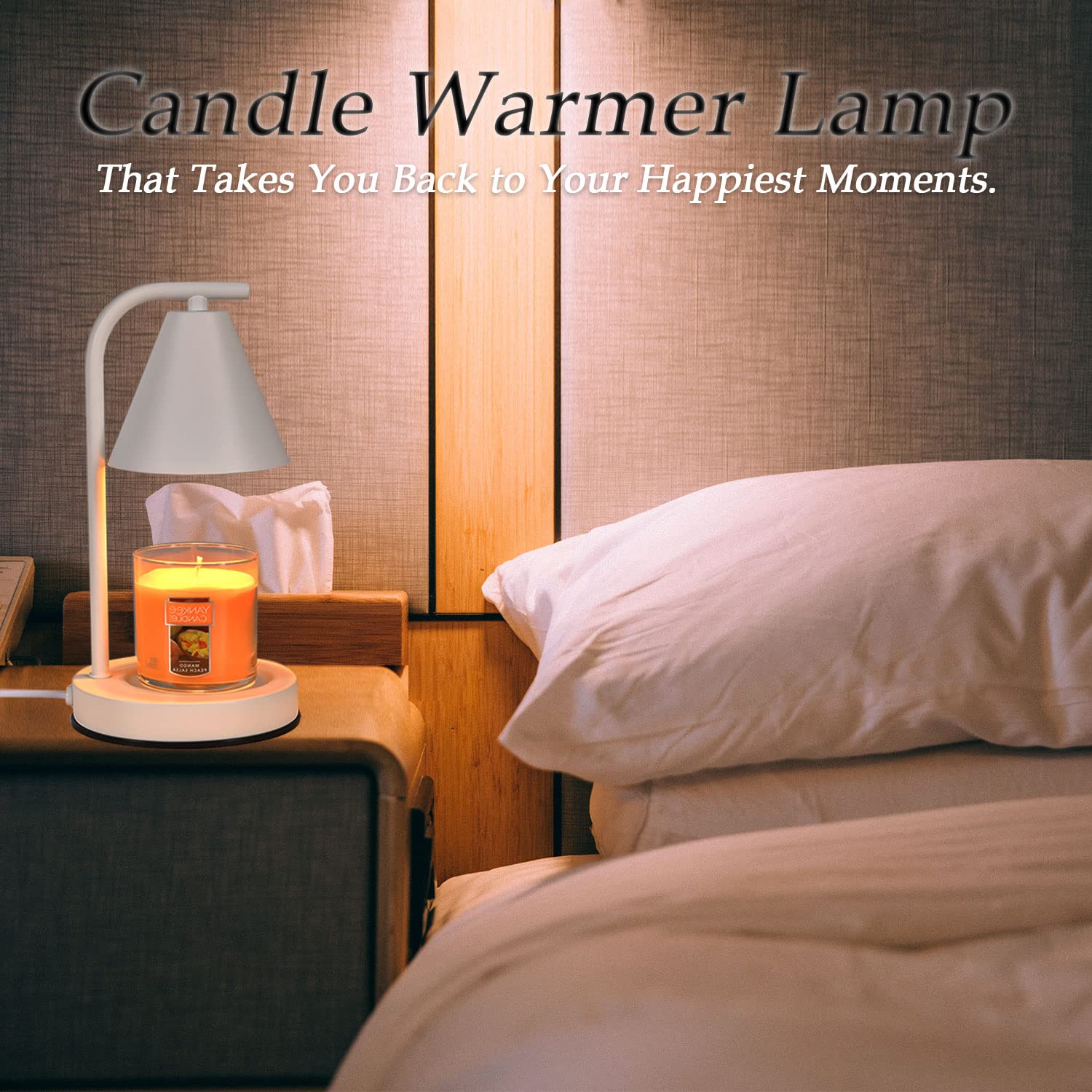 Electric Candle Warmer Lamp - Dimmable Wax Melt Warmer for Scented Jar Candles with 2 Bulbs, Housewarming Gift for Women & Mom, White Home Decor for Bedroom, Living Room & Office Relaxation