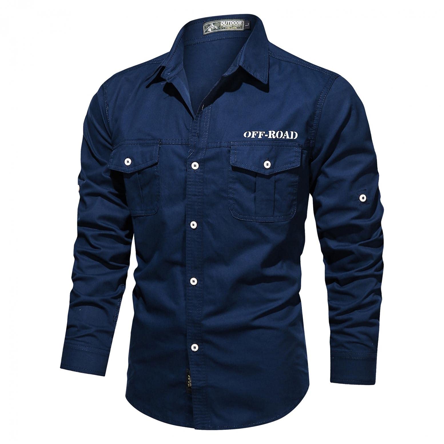 Men's Tactical Long Sleeve Military Work Shirt - Big & Tall Slim Fit with Snap Buttons & Pockets - Western Camo Tops for Outdoor, Hunting, and Casual Wear