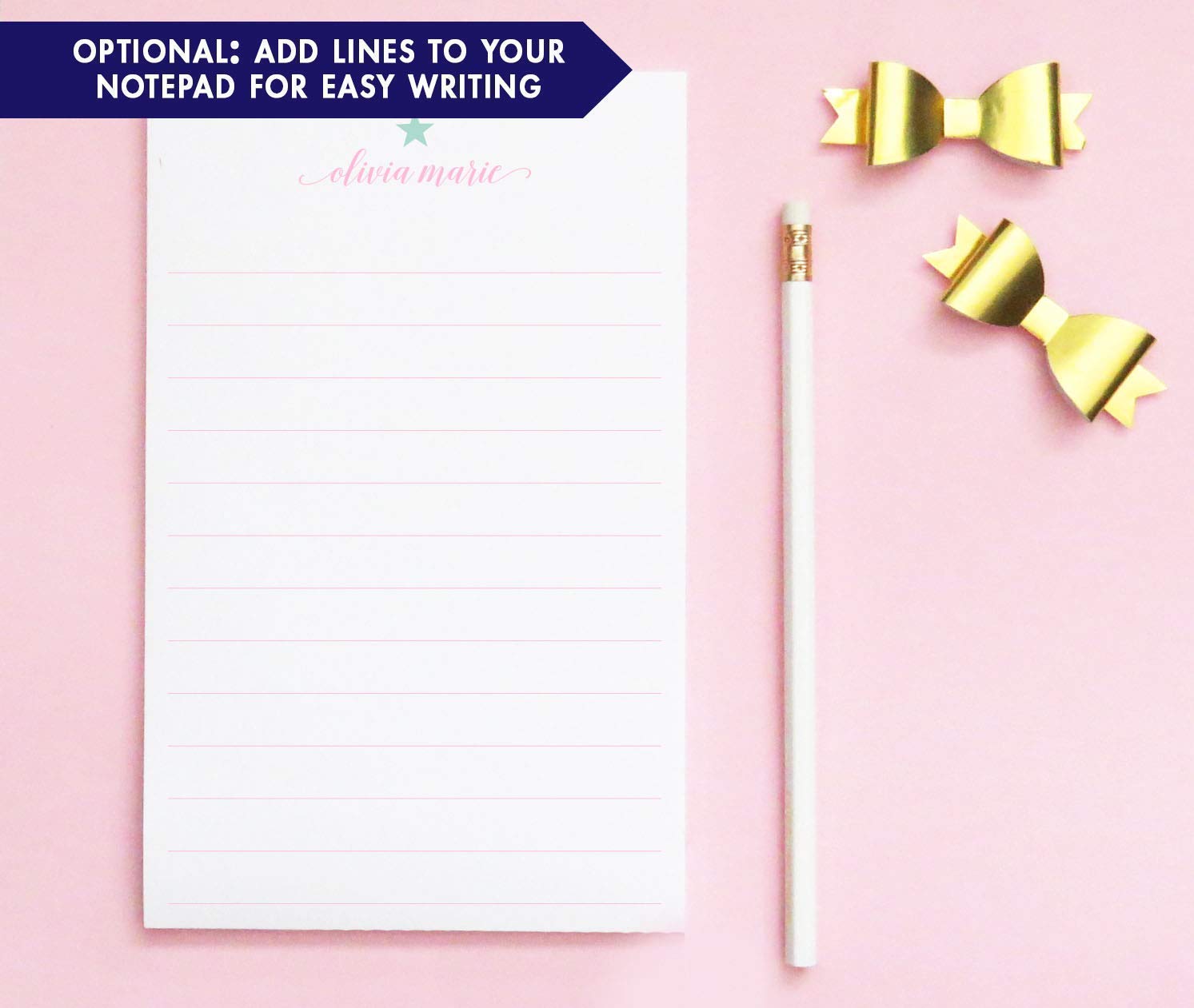 Personalized Notepad Set for Girls - Star-Themed Custom Notepads, 5.5