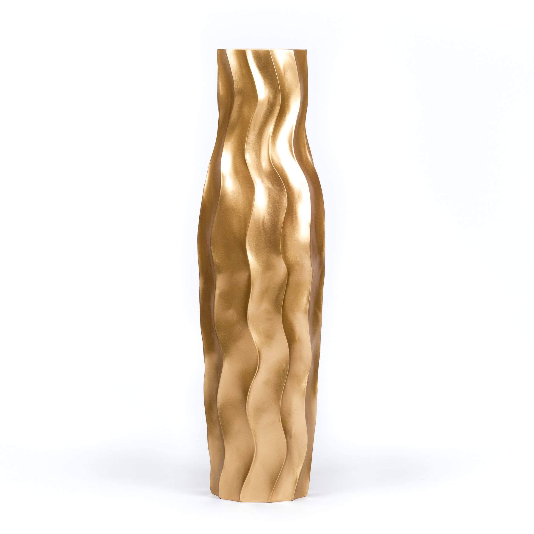 Leewadee 36 Inch Large Gold Floor Vase - Wooden Farmhouse Decor for Flowers, Fake Plants & Pampas Grass | Elegant Home Decor for Living Room, Entryway & Wedding Centerpiece
