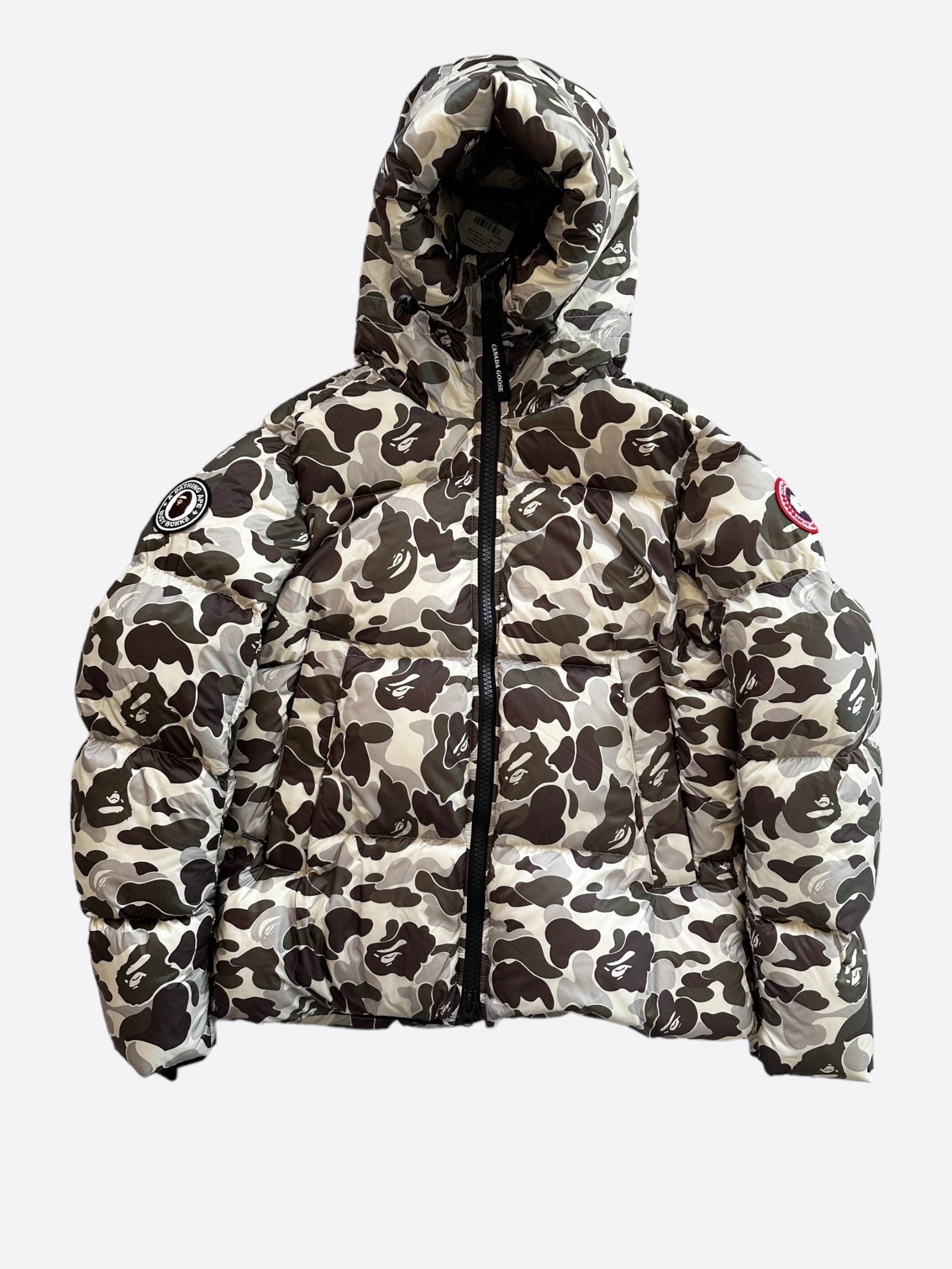 Canada Goose x BAPE Grey Camouflage Crofton Men's Winter Jacket - Waterproof Windproof Parka for Urban Streetwear & Outdoor Adventures