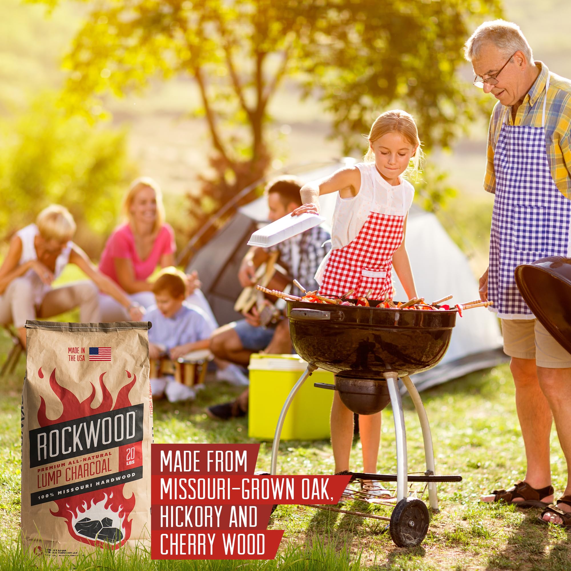 Premium Oak, Hickory & Cherry Hardwood Lump Charcoal – Natural High-Heat Grilling & Slow Smoking Charcoal for Kettle & Kamado Grills – Clean Burning, Made in USA – 20lbs (6pk) – Perfect for BBQ, Backyard Grilling, Camping & Outdoor Cooking