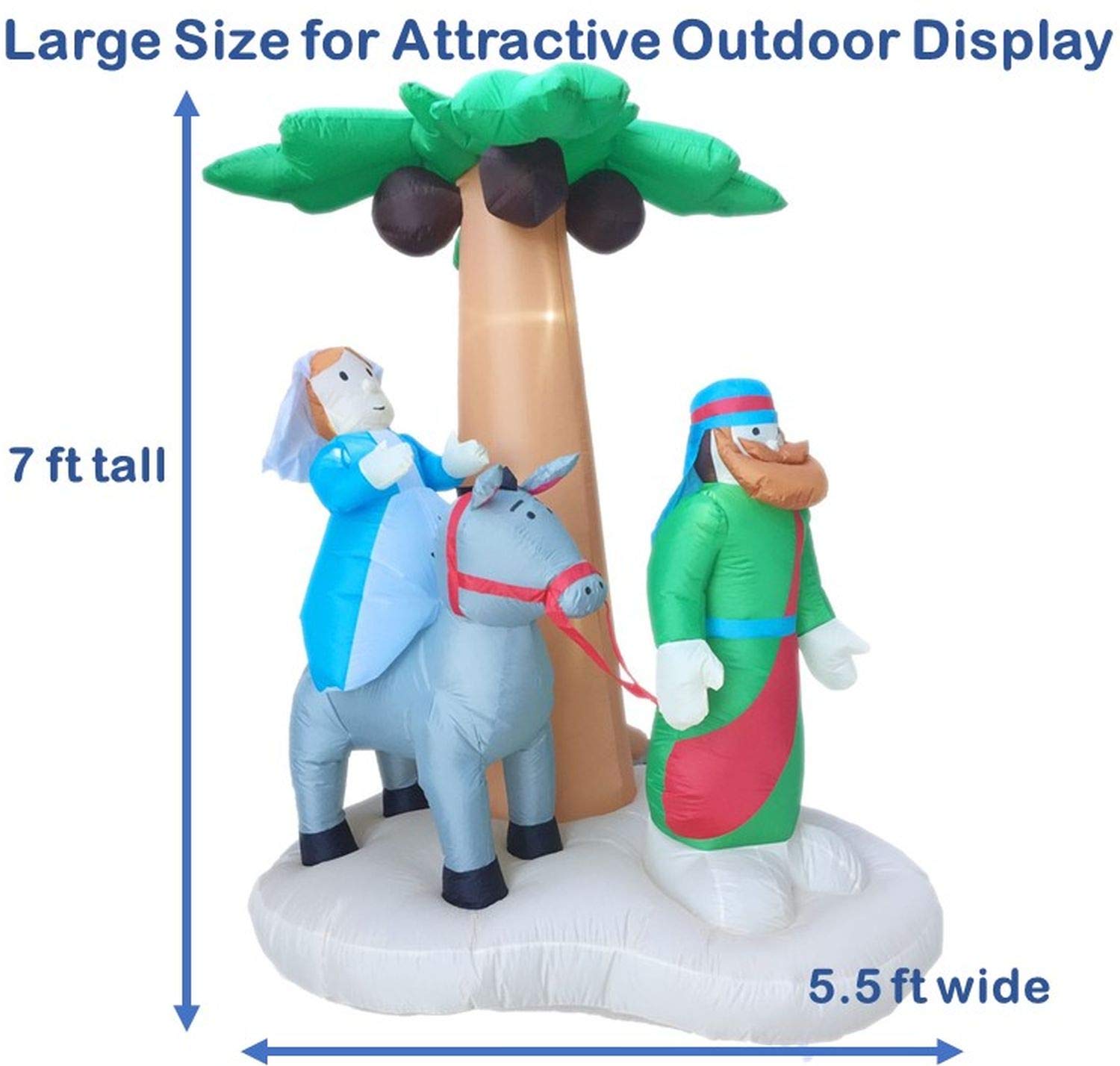 Outdoor Christmas Inflatables - LED Lighted Nativity Scene with Blower, 7x5.5x4 ft Holiday Yard Decor for Home, Church & Neighborhood Displays | Perfect for Christmas Eve, Front Lawn Decorations & Seasonal Celebrations