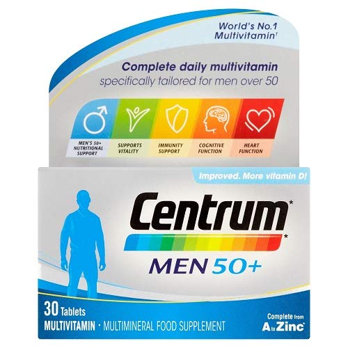 Centrum Men 50+ Multivitamin Supplement - 30 Tablets for Immune Support, Heart Health & Energy Boost | Daily Vitamin for Senior Men | Perfect for Active Lifestyle & Healthy Aging