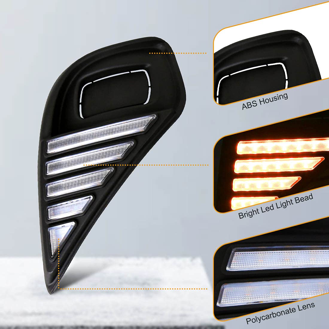 **2020-2025 Toyota Highlander LED Daytime Running Lights with Dynamic Turn Signal - DRL Fog Lights Replacement Kit with Wiring Harness - Perfect for Night Driving & Enhanced Safety**