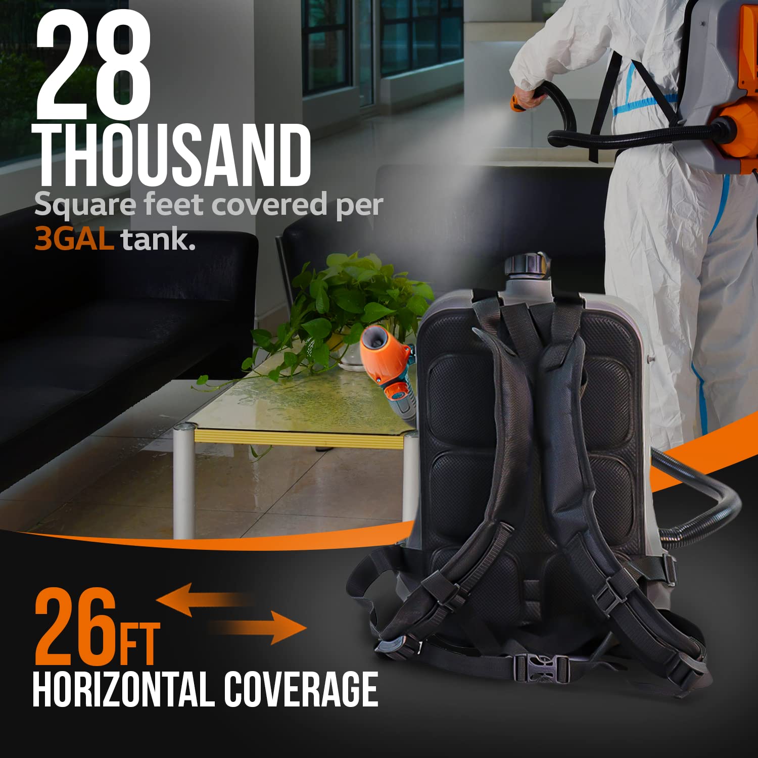 SuperHandy PRO ULV Fogger Backpack Sprayer - 2.6 Gallon Corded Garden Mist Sprayer with Upgraded Hose & Turbo Jet Nozzle (1-15GPH) - Ideal for Lawn Care, Disinfecting, Hydroponics & Greenhouse Applications