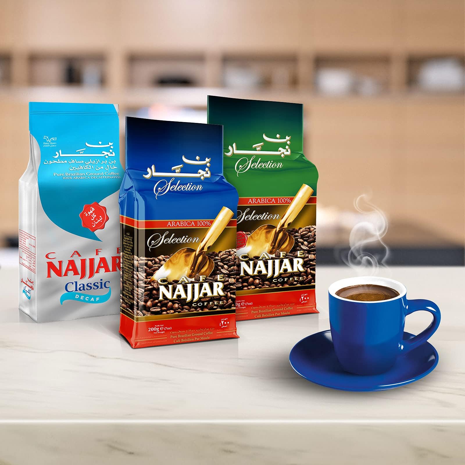 Premium Café Najjar Turkish Coffee - 100% Arabica Ground Coffee Beans, Dark Roast Lebanese Arabic Coffee for Authentic Brew | Perfect for Turkish Coffee Pots & Traditional Brewing | Enjoy Rich Flavor at Home or Office (1 Pound)