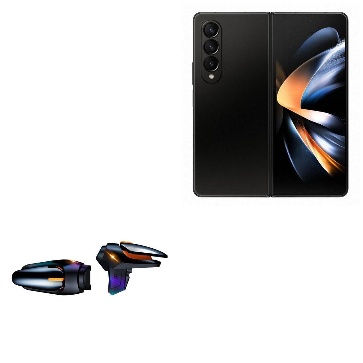 BoxWave Gaming Gear for Samsung Galaxy Z Fold 4 - Touchscreen QuickTrigger with Rapid Fire Buttons for Mobile FPS Games (Jet Black) | Perfect for PUBG, Call of Duty & Fortnite Gaming Sessions