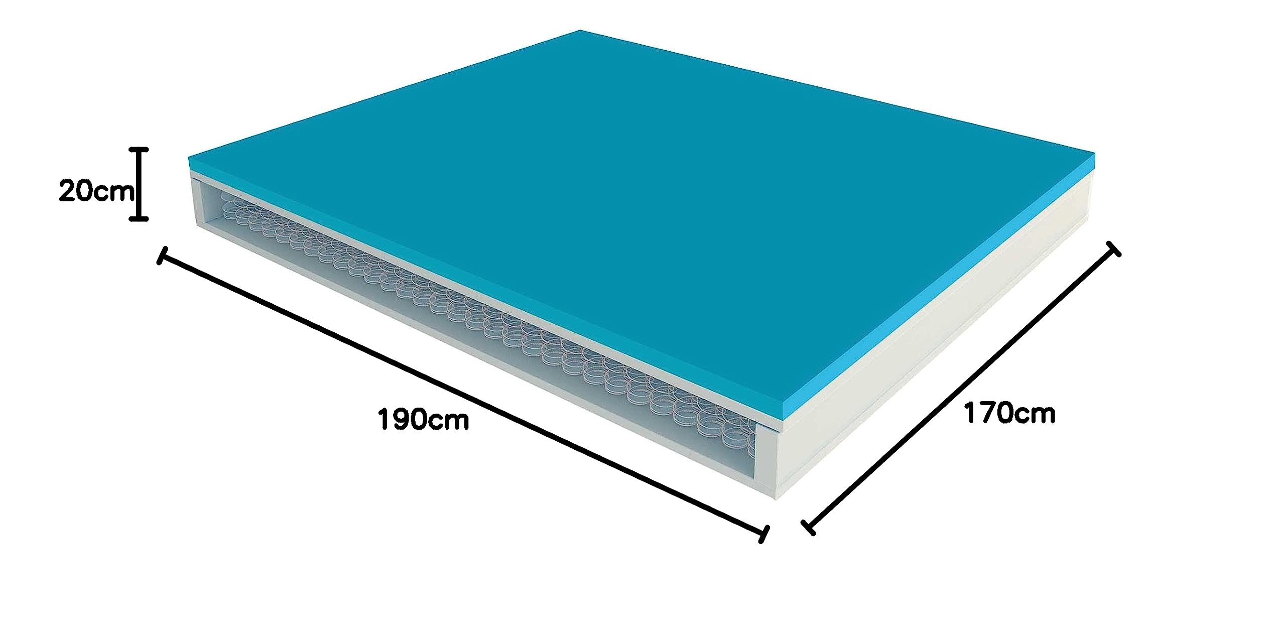 Baldiflex Emporio 20cm Height Viscoelastic Foam & Spring Mattress for Queen Size Bed 170x190cm, 3cm Memory Foam, Aloe Vera Cover with Ventilation Band - Perfect for Back Pain Relief & Comfortable Sleep
