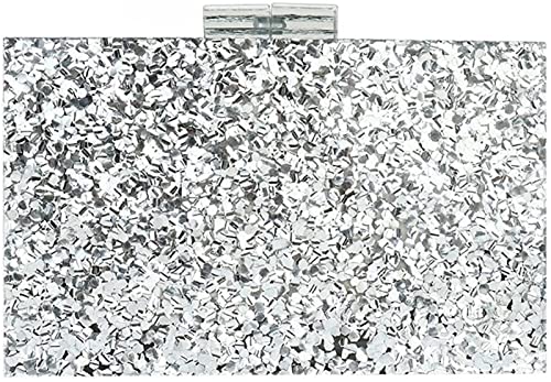 Luxury Sequin Clutch Bag for Women - Elegant Acrylic Evening Purse with Shoulder Strap, Sparkling Silver Wedding Party Clutch for Cocktail, Prom, Bridal & Special Occasions | Perfect for Formal Events, Date Nights & Gala Dinners