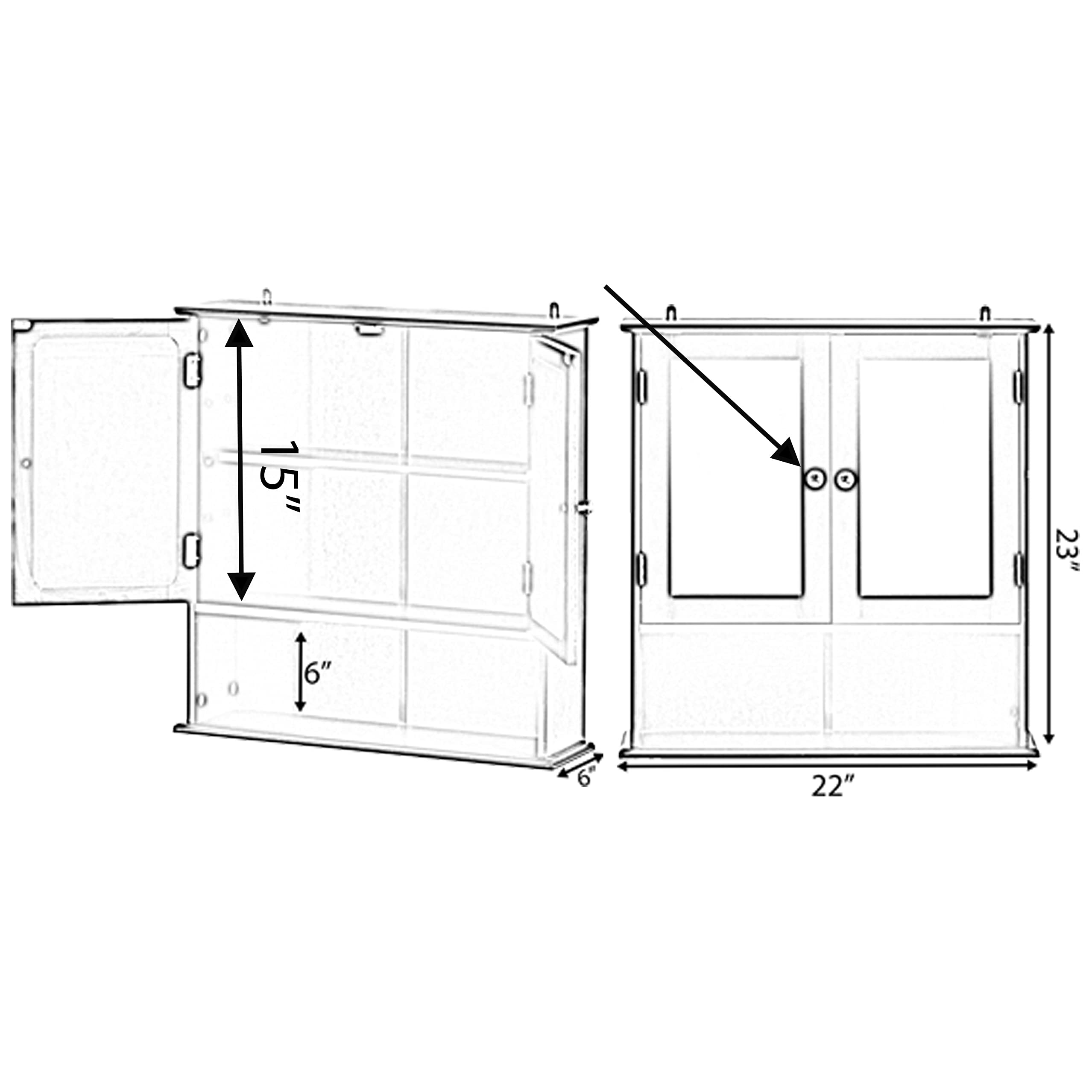 Basicwise Gray Mirror Wall Mounted Bathroom Vanity with Adjustable Shelves - Modern Bathroom Storage Cabinet for Makeup & Toiletries Organization - Perfect for Small Bathrooms, Powder Rooms & Master Bath Suites