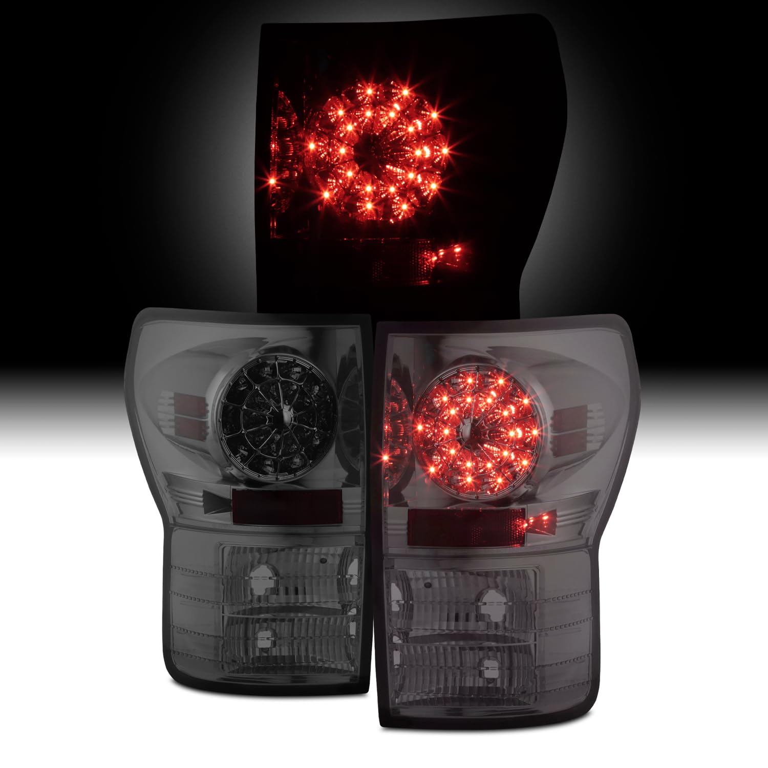 AKKON Red Smoke LED Tail Lights Brake Lamps Replacement Pair for 2007-2013 Toyota Tundra - Enhance Safety & Style for Night Driving & Off-Road Adventures