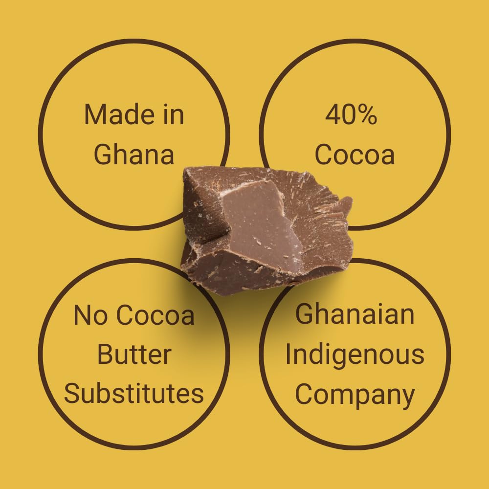 Kingsbite Award Winning 40% Cocoa Milk Chocolate Bar - All Natural, Ethically Sourced Single Origin Ghana Chocolate (1 Bar) - Perfect for Gifts, Desserts & Healthy Snacking