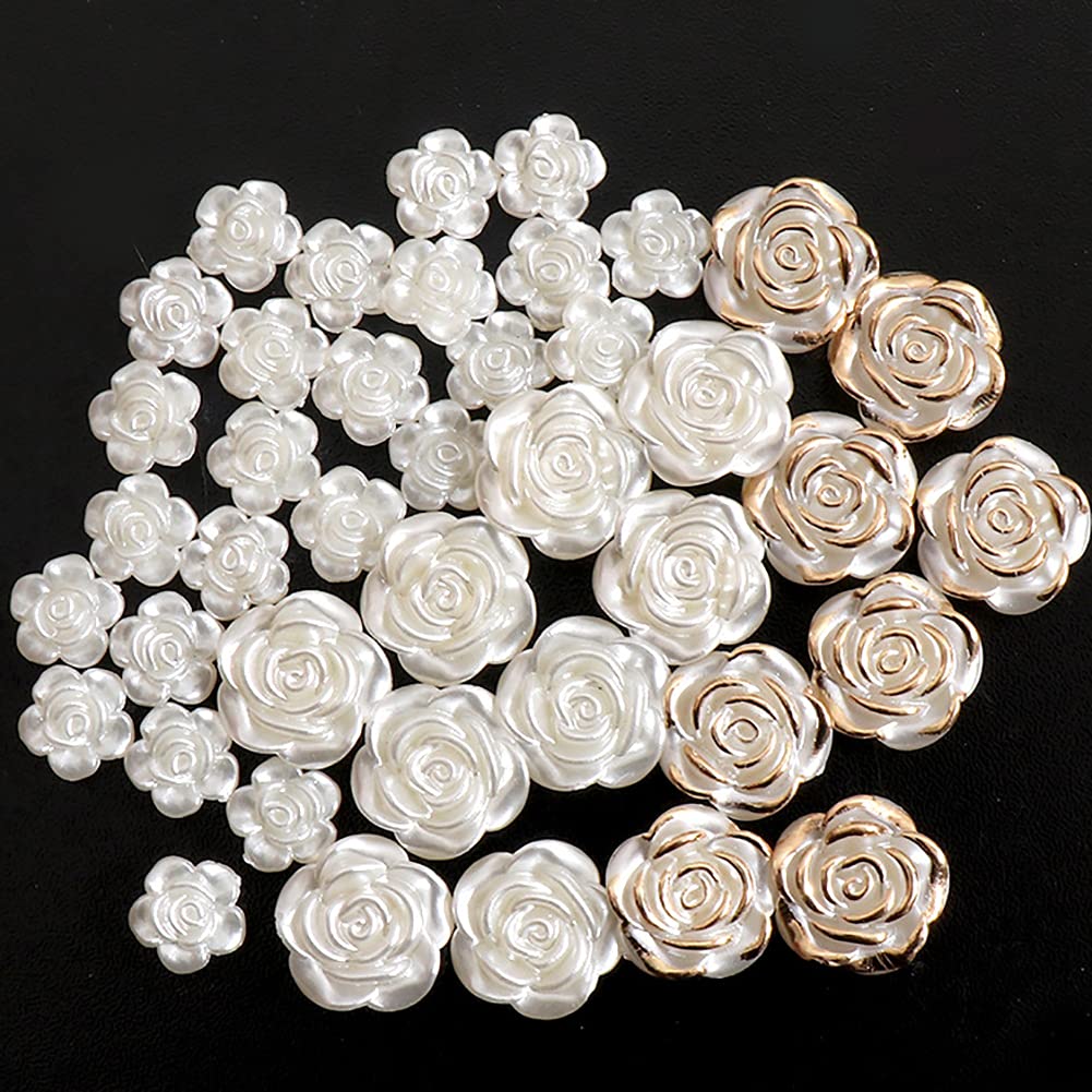 100 Pcs White Resin Rose Flower Flatback Buttons - 1.9cm No Hole Cabochons for Jewelry Making, Scrapbooking, DIY Crafts - Perfect for Wedding Decor, Hair Accessories, and Home Decoration