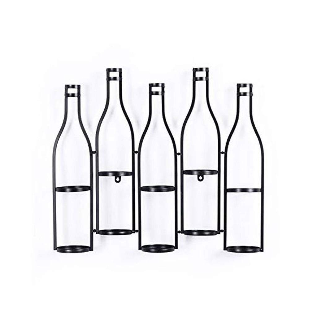Vintage Retro Metal Wall Mounted Wine Rack for 5 Bottles - Black | Space-Saving Home Bar Decor | Perfect for Restaurants, Bars, Parties & Kitchen Storage