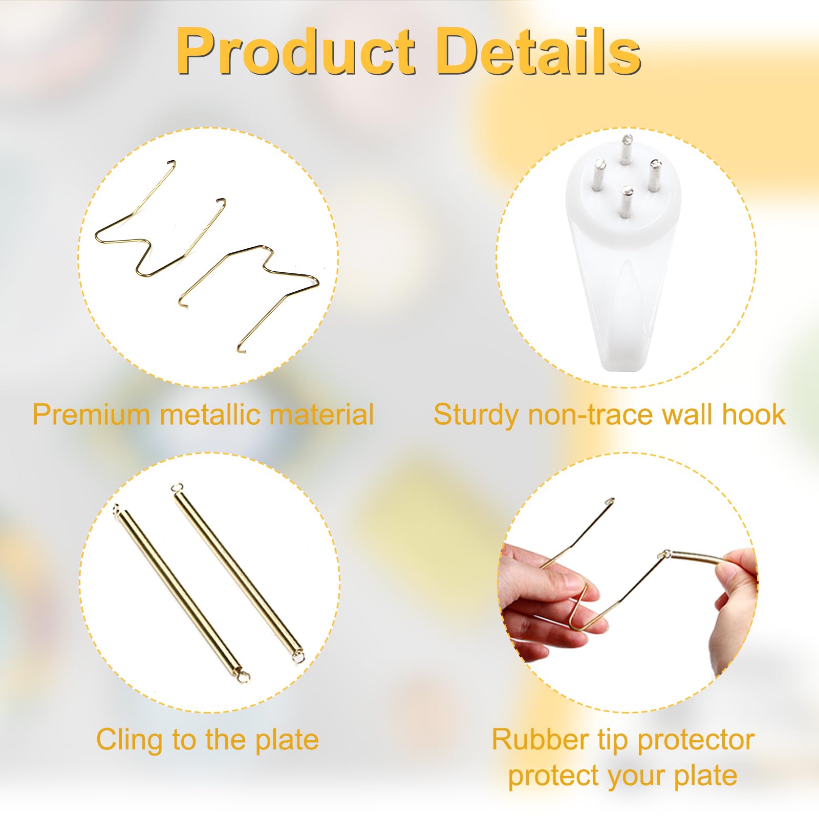 W-Shaped Invisible Plate Hangers for Walls - 3 Pack (4