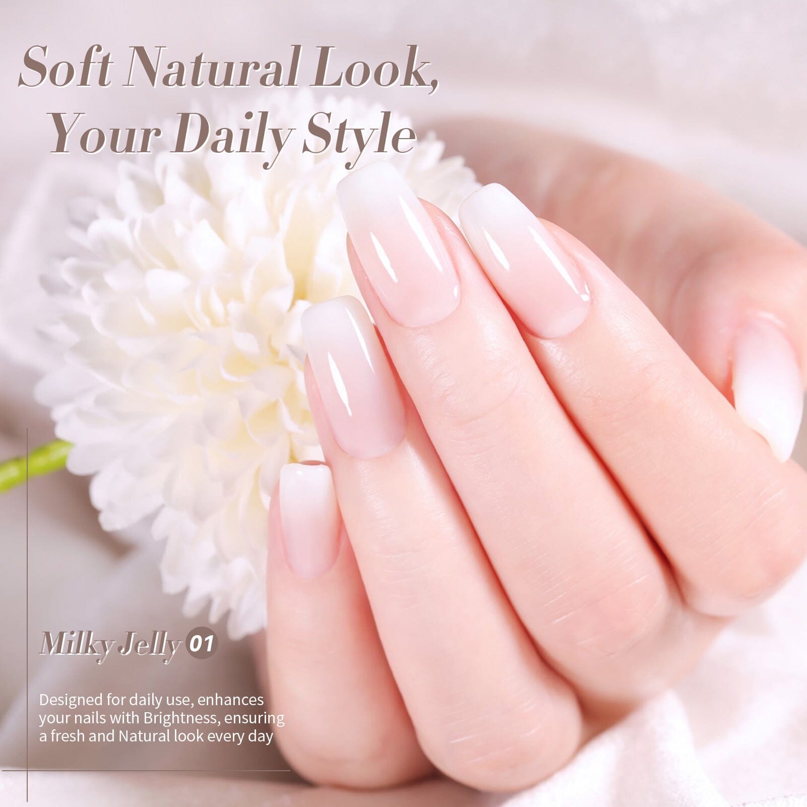 Hema Free Milky Jelly Gel #01 - 15ml Nail Art Polish for Sensitive Skin | Perfect for Manicures, Pedicures & Nail Extensions