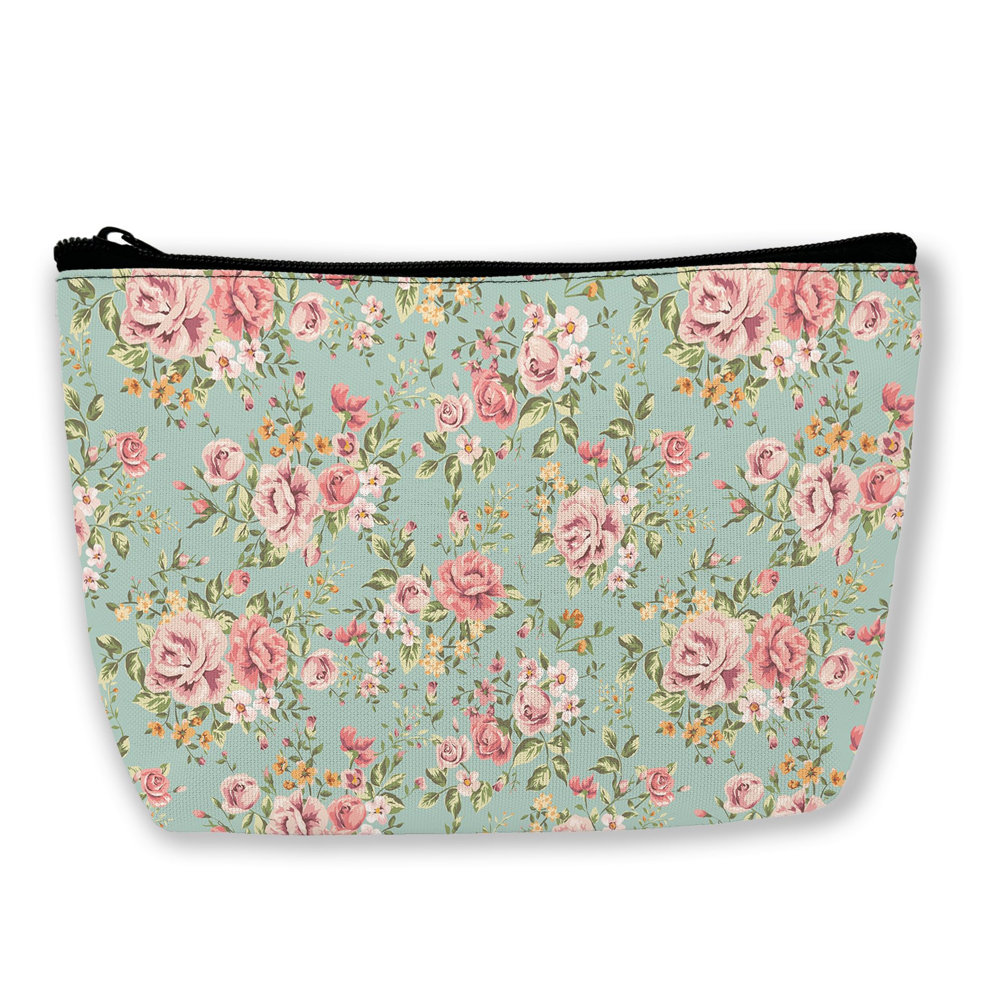 Vintage Floral Rose Makeup Bag for Women - Portable Cosmetic & Toiletry Organizer with Zipper Closure - Perfect for Travel, Gym, and Daily Essentials Storage