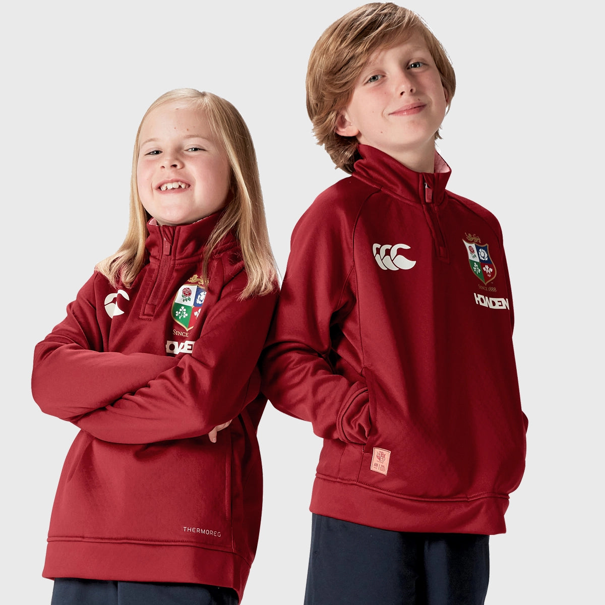 Canterbury British & Irish Lions Kids' 1/4 Zip Fleece Pullover - Red Rugby Training Top for Boys & Girls - Perfect for Sports, School & Outdoor Activities