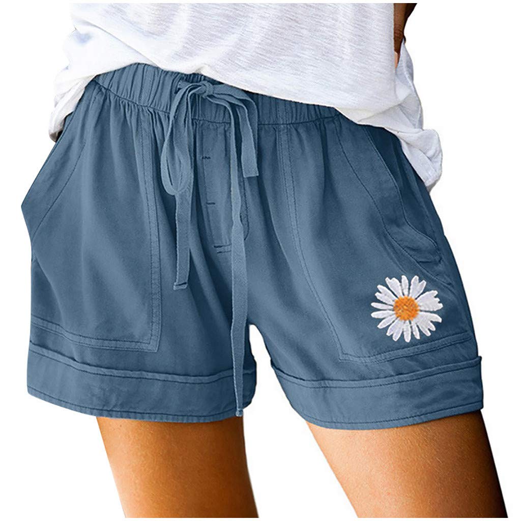 ZANFUN Women's Bermuda Shorts - Summer Cute Floral Embroidered Casual Shorts for Gym, Jogging & Yoga | Plus Size Activewear S-5XL | Perfect for Workouts, Beach & Summer Vacation