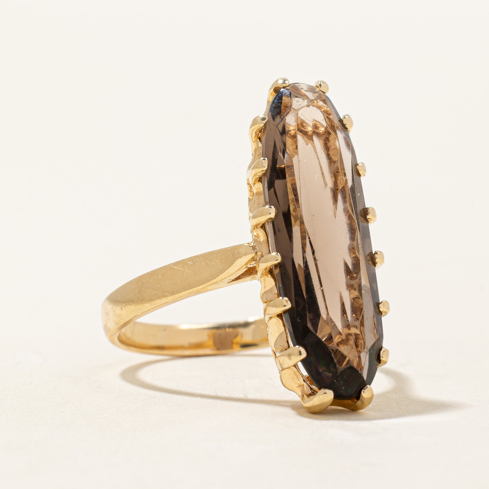 Smoky Quartz Cocktail Ring - 6.00 Carat Genuine Stone - Size 7.75 - Elegant Evening Jewelry for Parties & Special Occasions