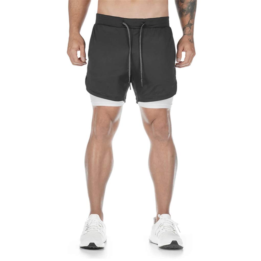 Shanghai Story Men's 2-in-1 Workout Running Shorts - Lightweight Quick-Dry Gym & Yoga Training Short Pants for Men - Perfect for Jogging, Basketball, and Outdoor Sports