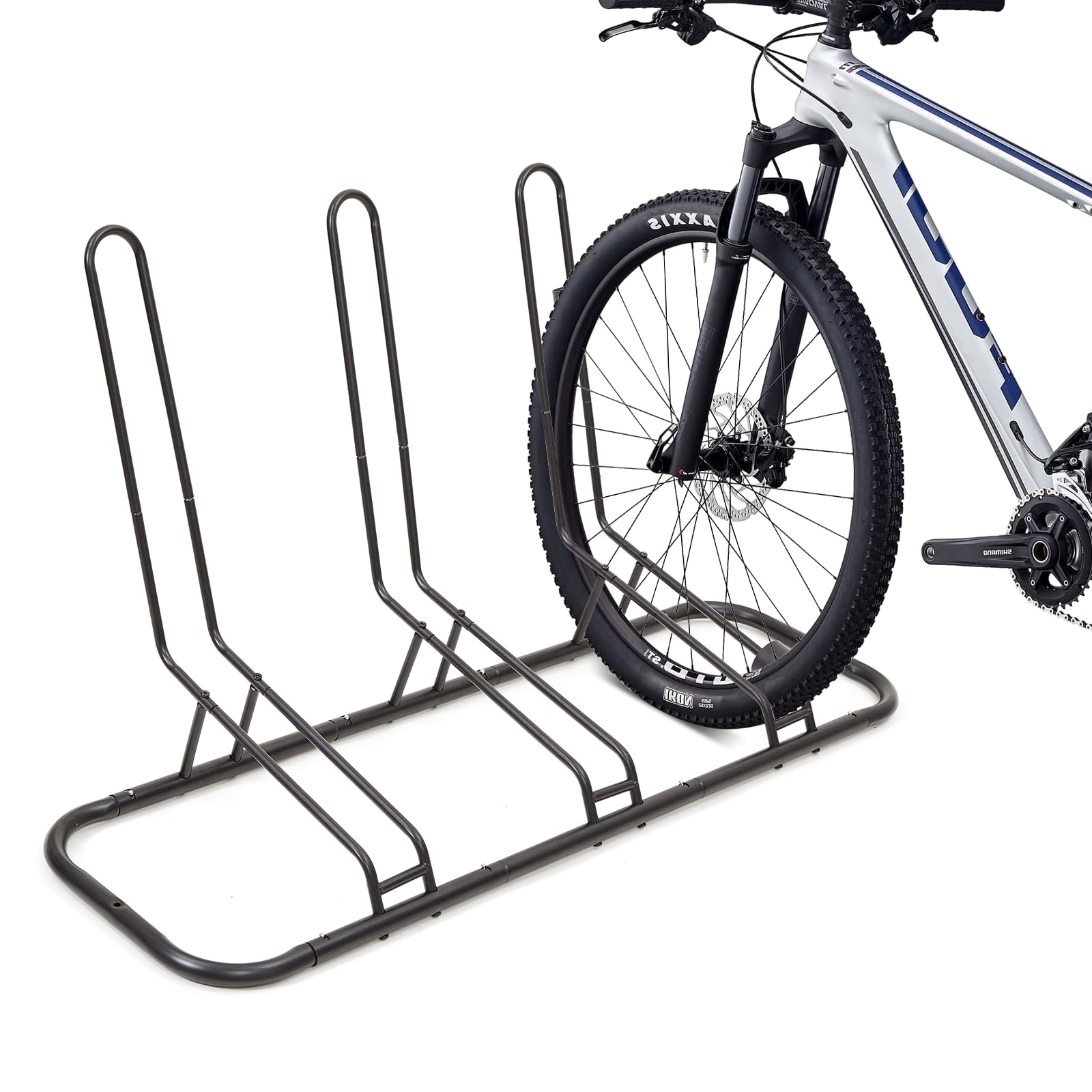 3 Bike Floor Stand Rack - No Contact with Disc Brakes & Derailleur - Waterproof Bicycle Storage for Garage, Home & Outdoor Use - Perfect for Road Bikes, Kids Bikes & Mountain Bikes (MTB) - Ideal for Space-Saving Bike Organization in Small Garages, Apartments and Backyards