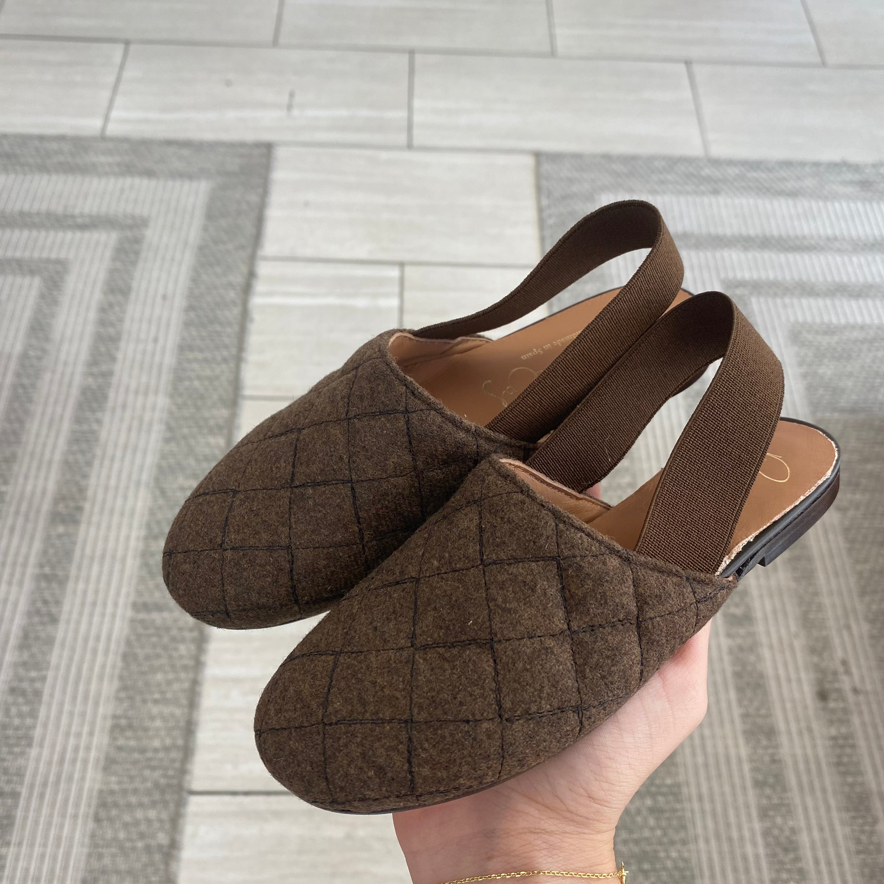 Cozy Brown Wool Quilted Mule Slippers for Women - Warm Winter House Shoes with Non-Slip Sole | Perfect for Indoor Lounging, Relaxing at Home & Cold Weather Comfort