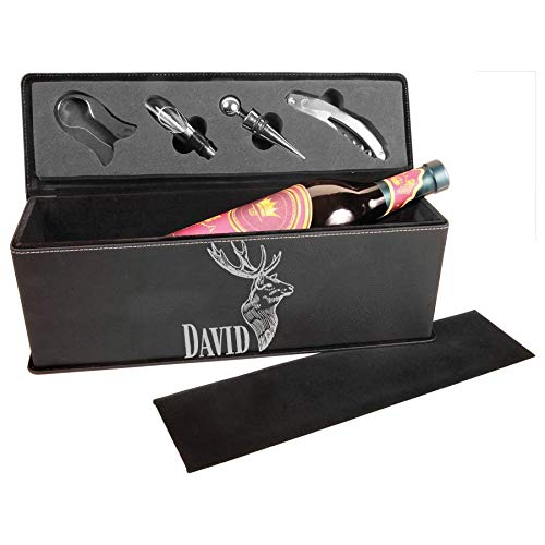 Custom Engraved Leatherette Wine Gift Box Set with Tools - Personalized Present for Christmas, New Year, Father's Day - Perfect for Wine Lovers, Anniversary Gifts & Corporate Events