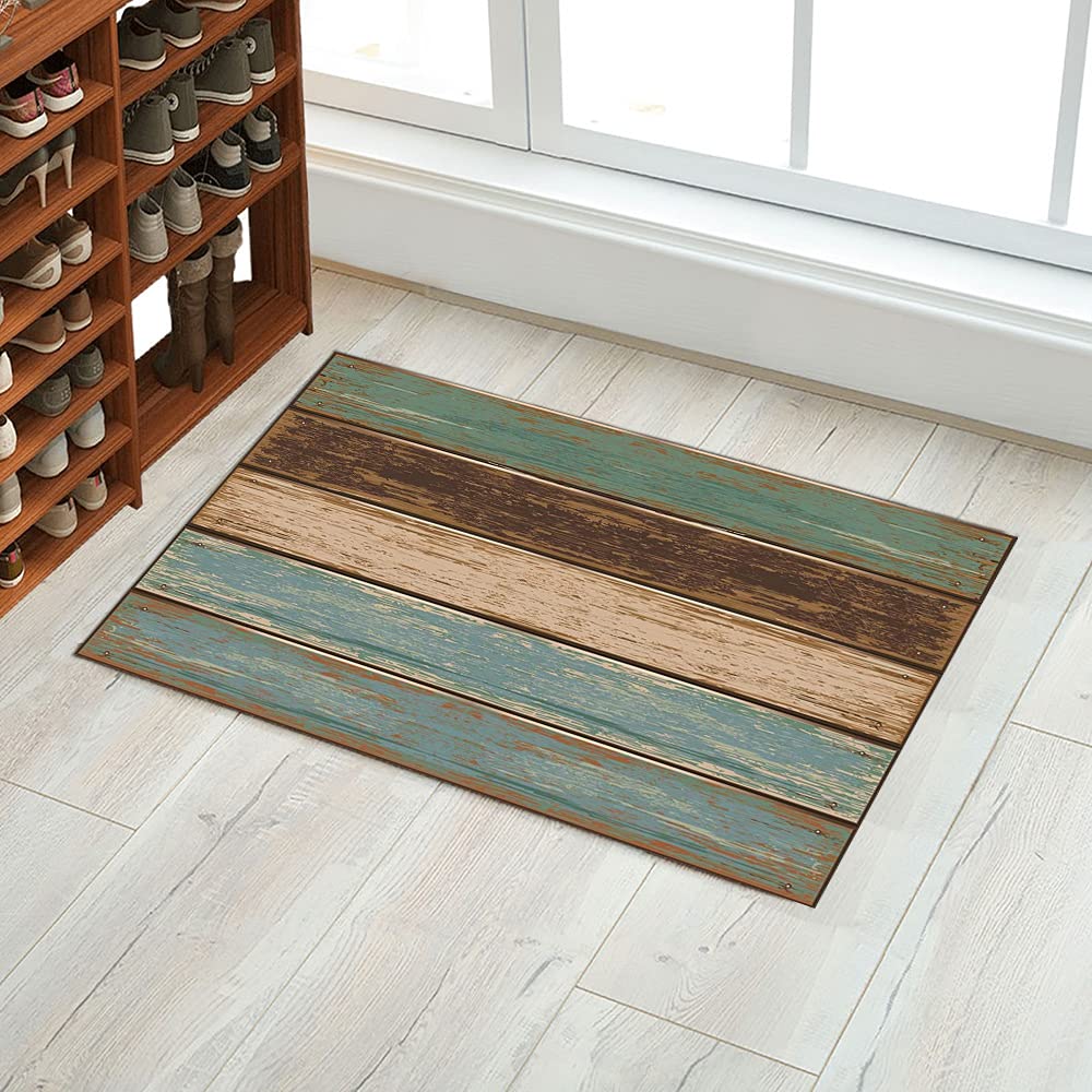Rustic Old Barn Wood Doormat - Farmhouse Style Welcome Mat for Front Door, Indoor Outdoor Use in Cabin, Bathroom, Kitchen, Bedroom - Perfect for Country Homes and Cozy Spaces