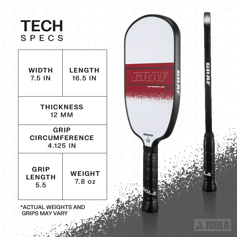 JOOLA Graf Champion 12mm Premium Pickleball Paddle - USAPA Approved for Tournament Play - Perfect for Outdoor & Indoor Pickleball Games, Training & Competitive Matches