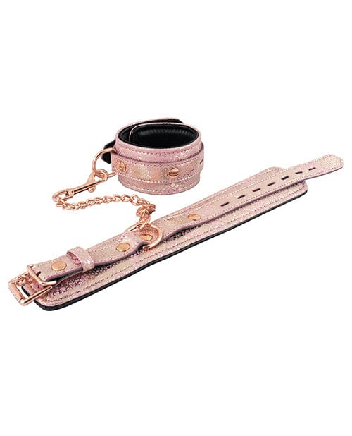 Spartacus Ankle Restraints with Leather Lining - Pink Snakeskin Micro Fiber - Comfortable & Adjustable for BDSM, Bondage, and Role Play Scenes