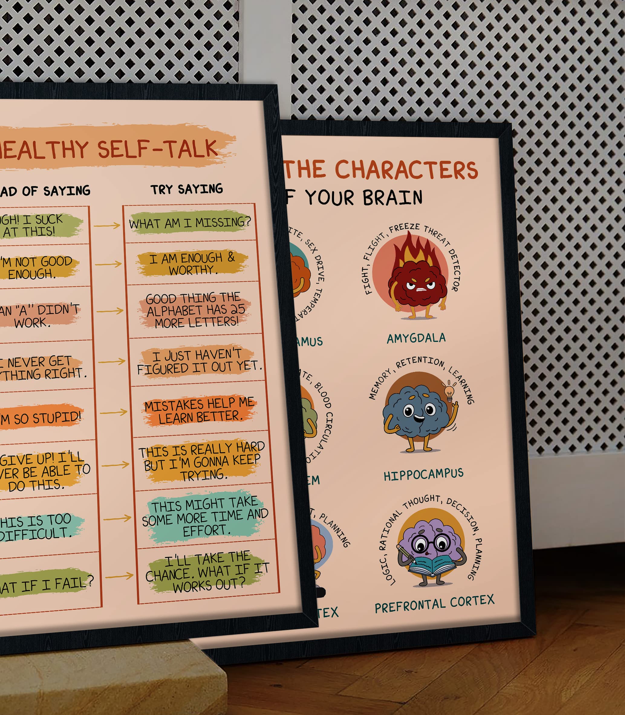 Boho Mental Health Poster - Therapy Art Print for Classroom & Office Decor | Healthy Self-talk