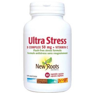 New Roots Ulta Stress B Complex 50mg with Vitamin C 60 Veggie Caps - Supports Energy, Immunity & Stress Relief for Busy Lifestyles