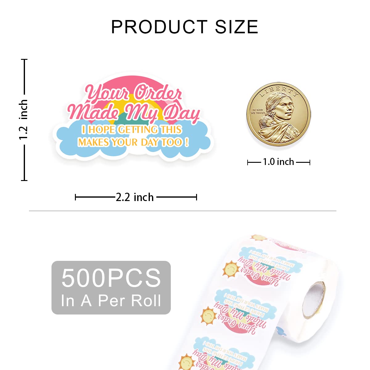 Funny Small Business Stickers - 'Your Order Made My Day' Thank You Stickers for Packaging, Mail & Shipping (500 PCS) - Perfect for Etsy Sellers, Handmade Gifts & Online Store Branding