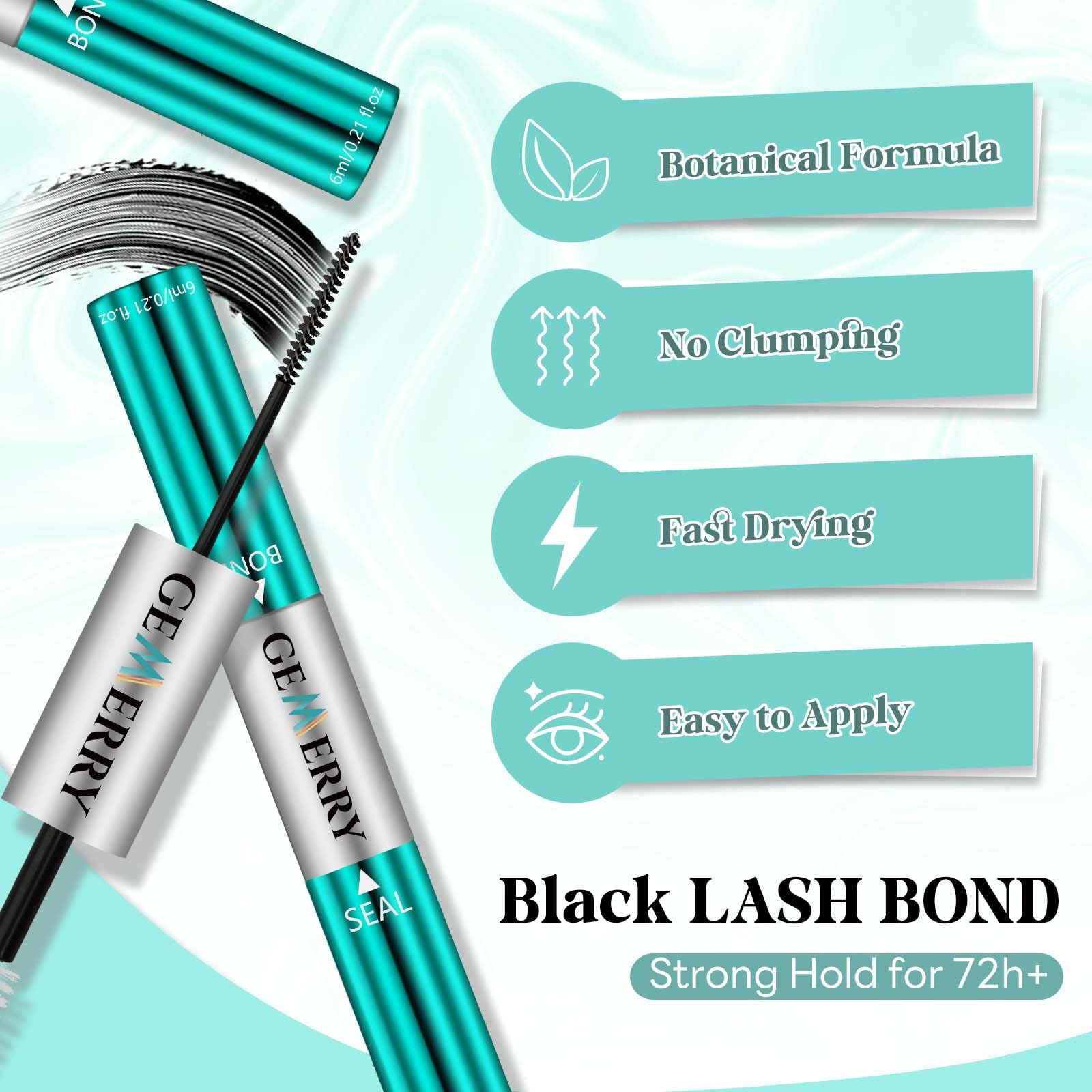 GEMERRY Waterproof Lash Cluster Glue 12ml - Long Lasting 72-96 Hours, Strong Hold for DIY Cluster Lashes & Extensions | Perfect for Home Use, Professional Results, Salon-Quality Eyelash Adhesive for Day & Night Wear