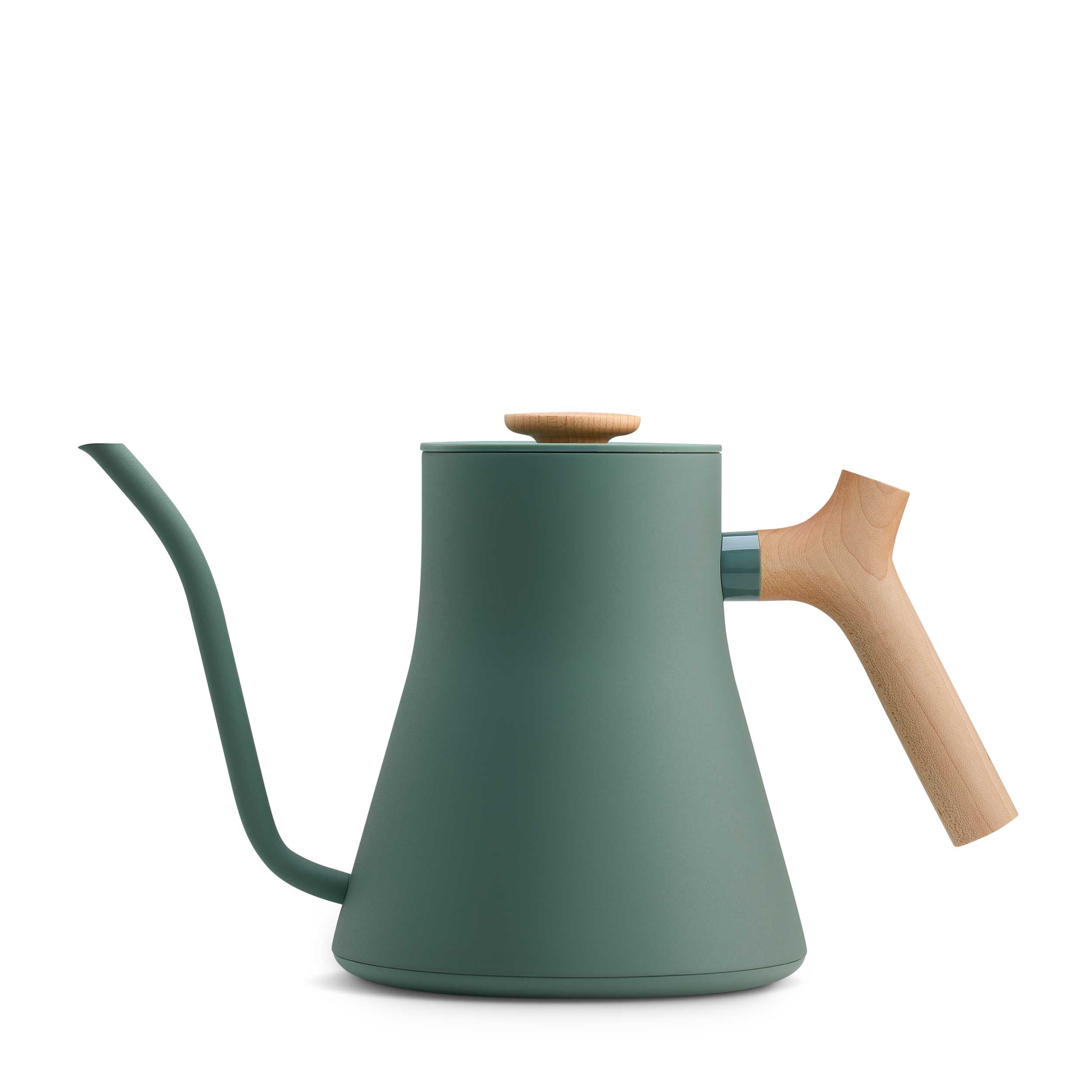 Fellow Stagg EKG Pro Electric Gooseneck Kettle - Precision Temperature Control, Fast Boiling, Smoke Green with Maple Wood Handle - Perfect for Pour Over Coffee, Tea Brewing & Home Kitchen Use
