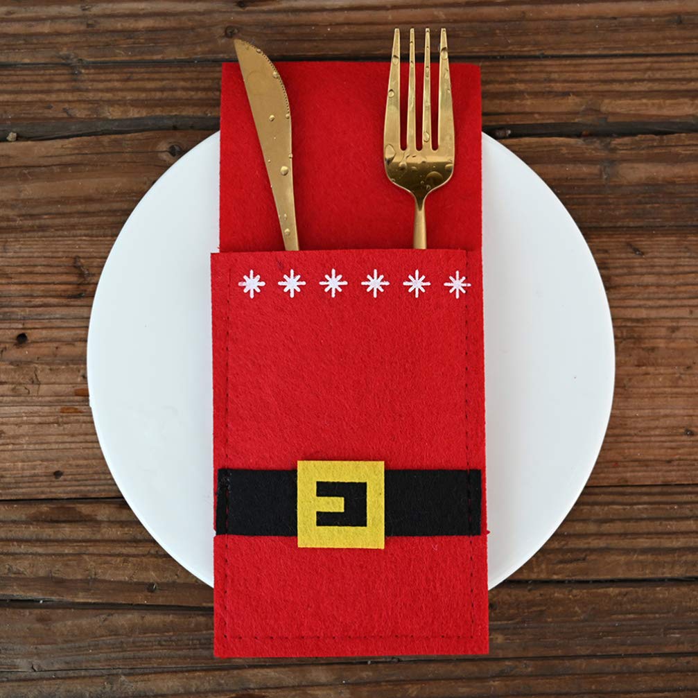 6-Piece Santa Claus Cutlery Bags Set - Christmas Silverware Holders & Tableware Organizers for Dining Table Decor, Holiday Party Centerpieces - Perfect for Christmas Dinner, Family Gatherings & Festive Celebrations
