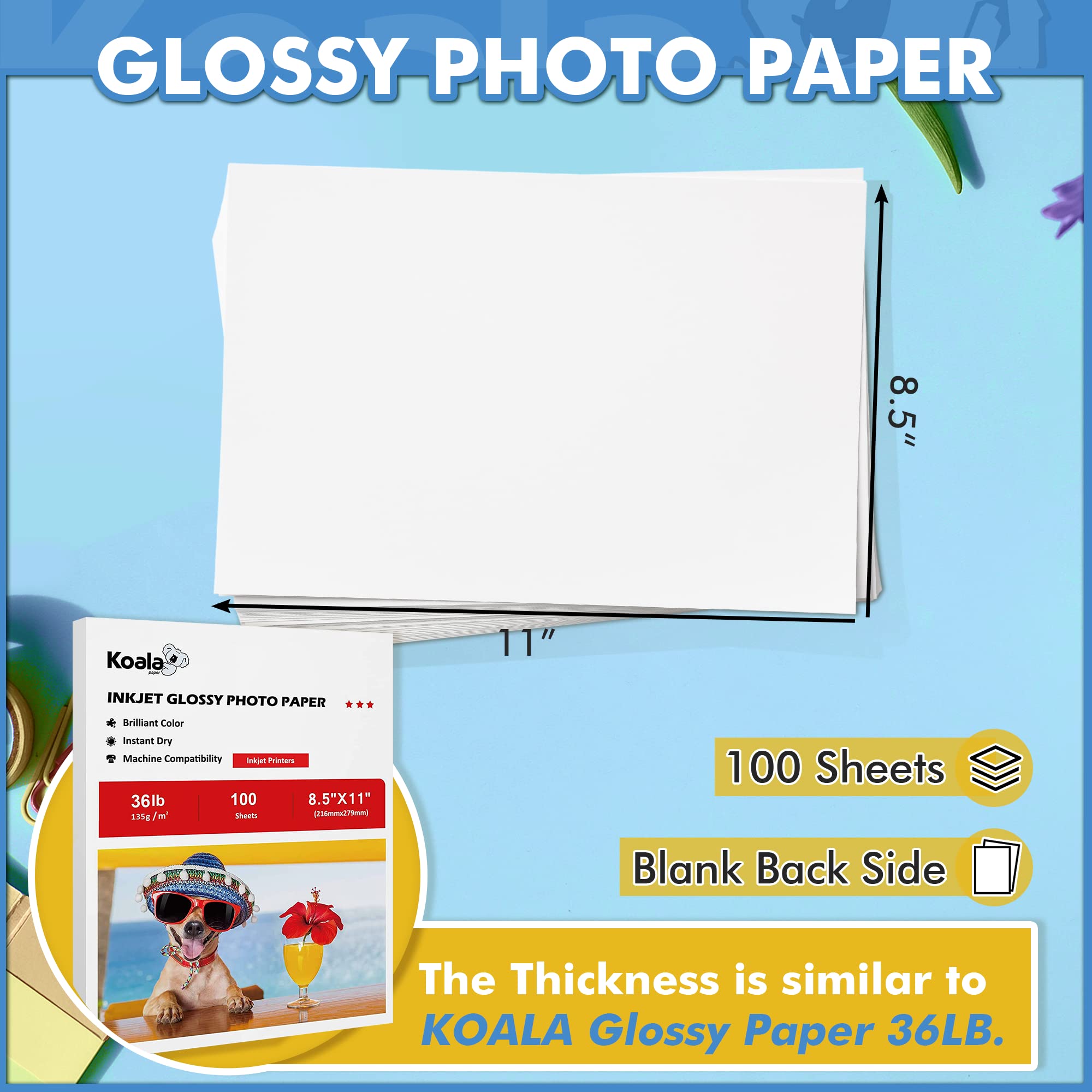 Premium Glossy Photo Paper 8.5 x 11 Inches - 200gsm Water-Resistant Inkjet Printer Paper, 100 Sheets - Ideal for Vibrant Photos, Art Prints & Everyday Printing Needs