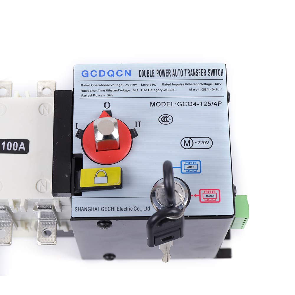4P 100A Automatic Changeover Switch 110V/230V Dual Power Transfer Switch - Lighting Circuit & Office Use for Buildings, Shopping Malls, Banks (Ideal for Backup Power & Emergency Lighting Systems)