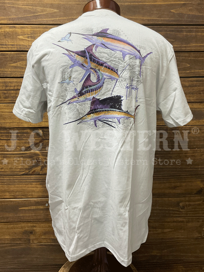 Guy Harvey GHV56001 SLG Men's Bill Collector Short Sleeve T-Shirt - Silver Grey Fishing Shirt for Outdoor Activities & Casual Wear