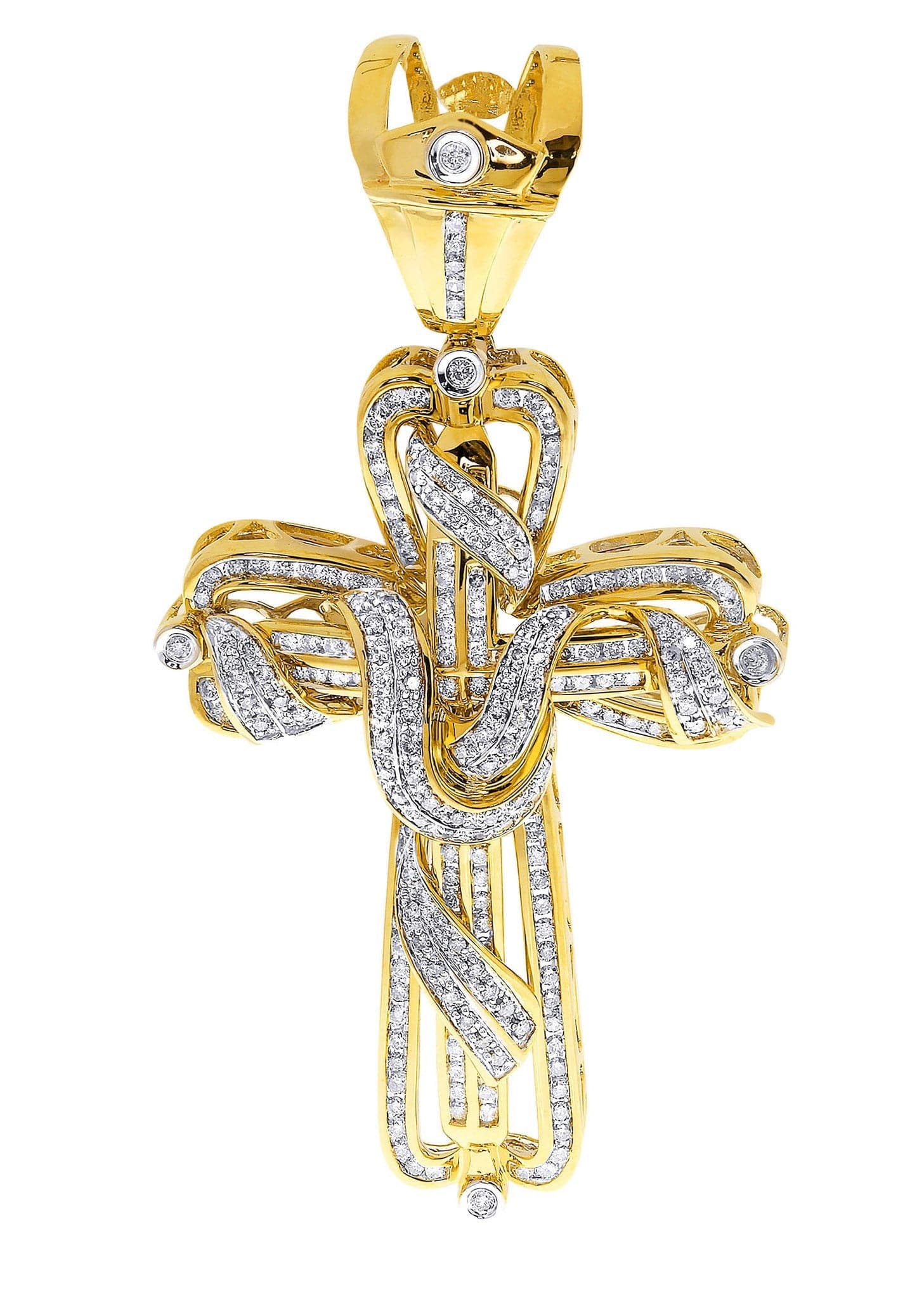 3.25 Carat Diamond Cross Pendant Necklace - 29.69 Grams Solid Gold Religious Jewelry for Women - Perfect for Church, Weddings & Special Occasions