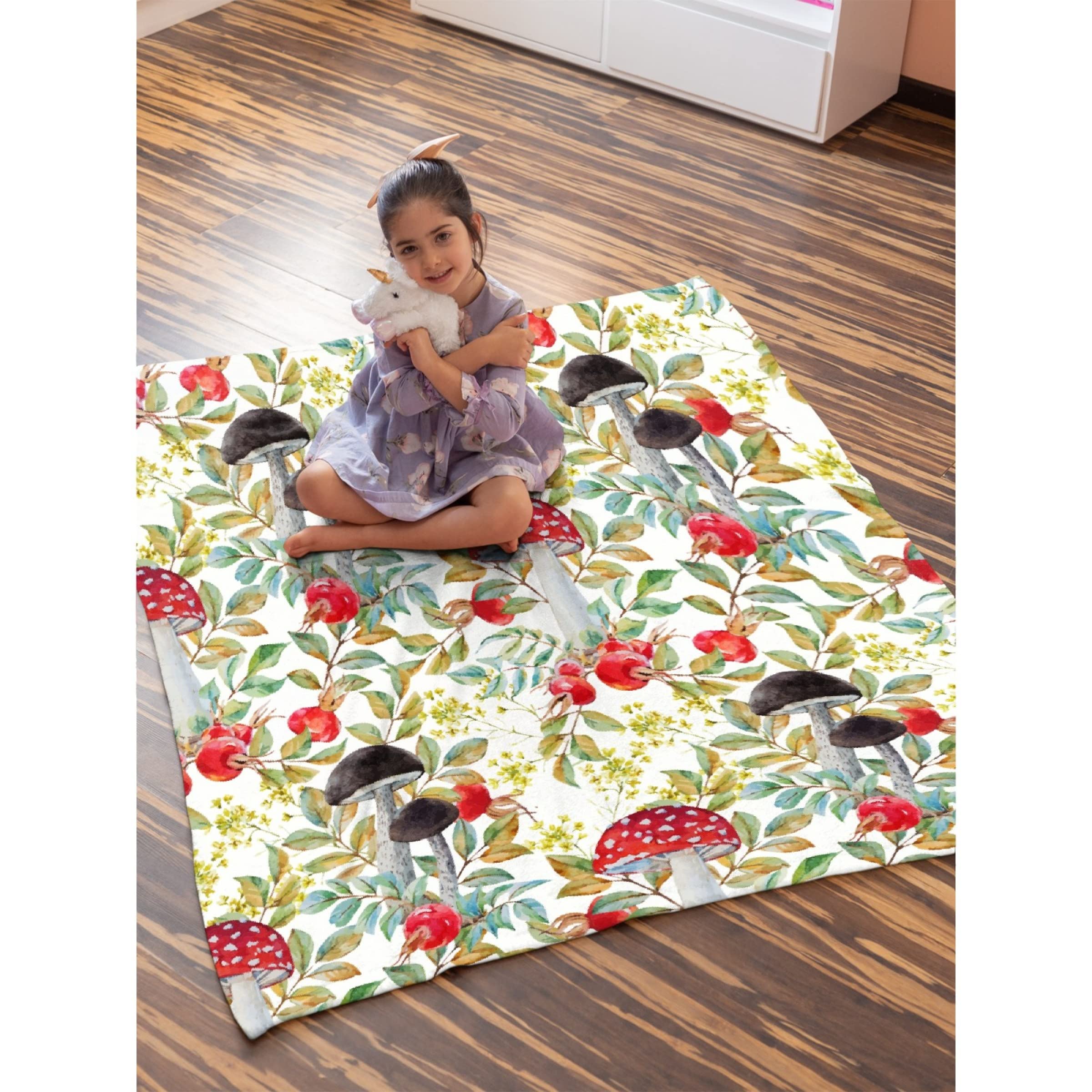 **Avalokitesvara Mushroom Autumn Leaves Flannel Blanket - Ultra Soft & Warm 40x30 Inch Cozy Throw for Bed, Couch, Sofa - Perfect for Pets, Fall Decor & Home Comfort**