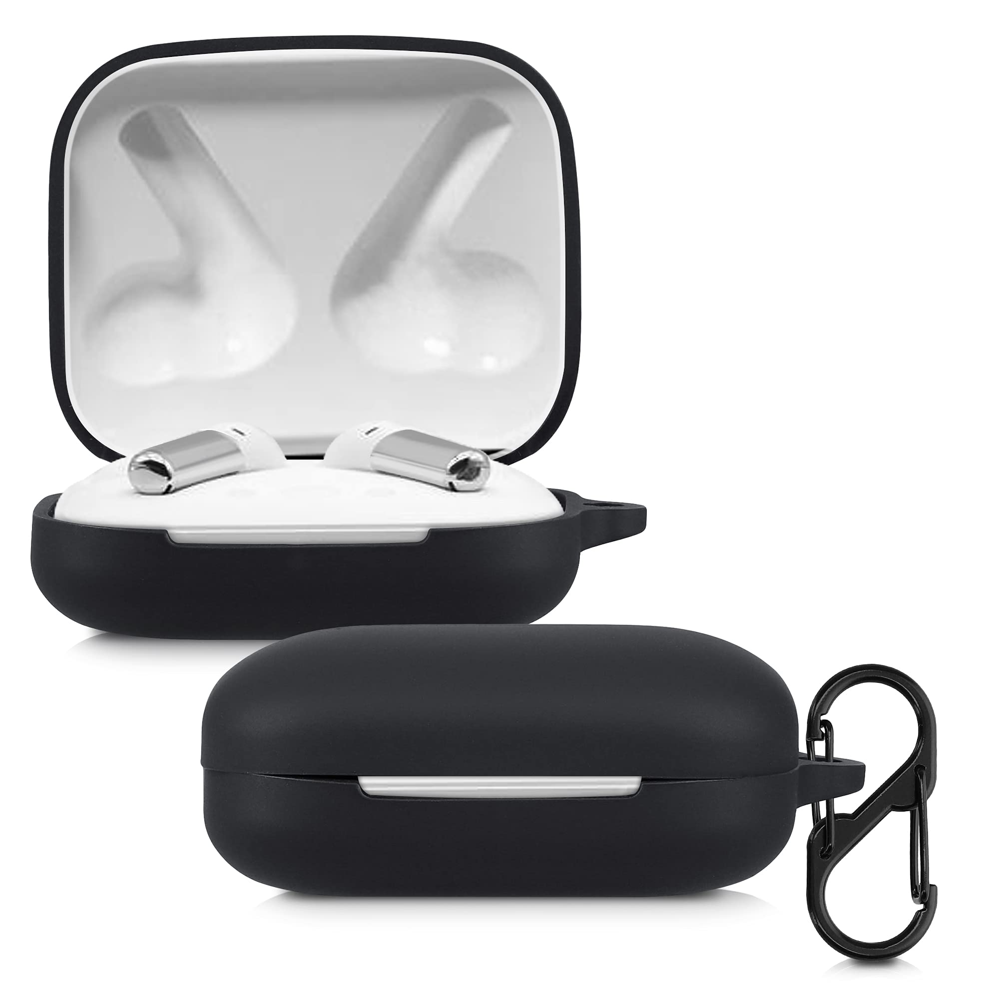 kwmobile Silicone Protective Case for OnePlus Buds Pro - Shockproof Cover with Secure Fit for Wireless Earbuds - Black | Perfect for Gym, Travel & Daily Use